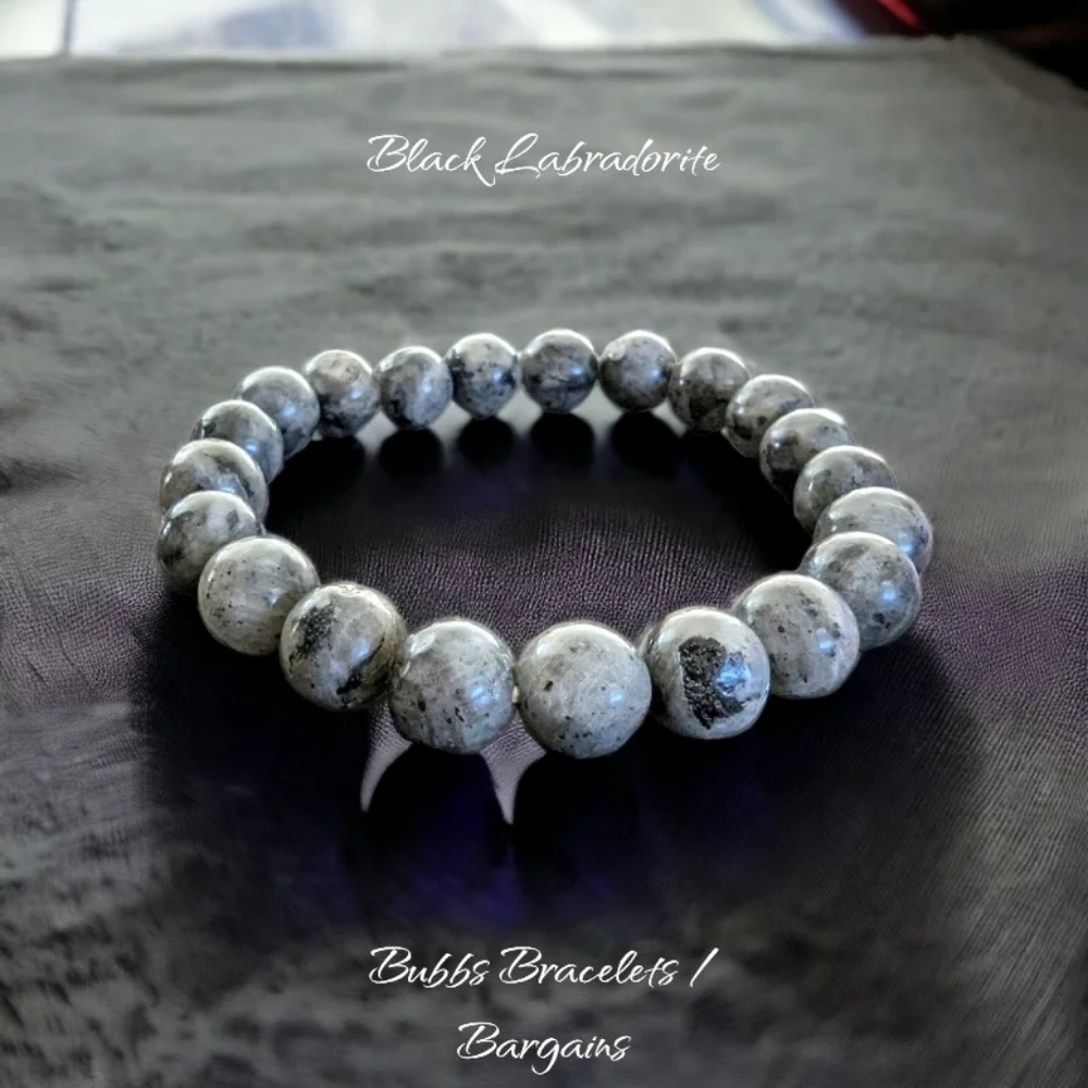 Larvikite Bracelet 10mm Natural Stones Stretch Crystals Unisex - Picture 3 of 4